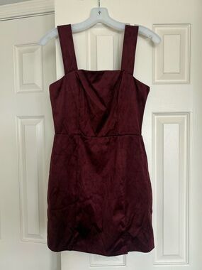 NWT Francesca’s Burgundy Suede Square Neck Mini Dress